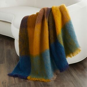 SOLD Mantas Ezcaray Check-Print Mohair Wool Throw Blanket